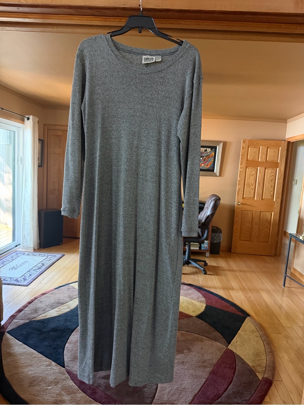 Chicos Long Sleeve Grey Maxi Dress